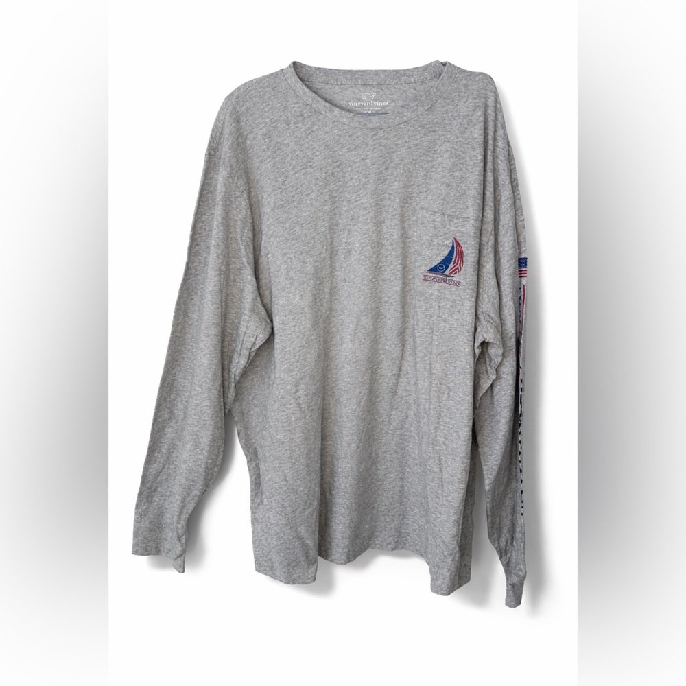 Vineyard Vines Men’s Sailboat Graphic Long Sleeve T-Shirt Gray XXL 100% Cotton - Picture 2 of 4